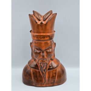 Vintage 1960's Art Pottery -‎ Asian Man, Orange, Ceramic  Mold, Shelf Sitter